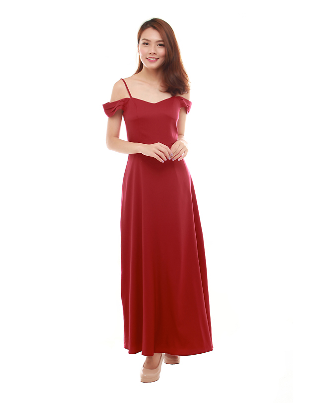 Ophelia Maxi Dress in Dark Red